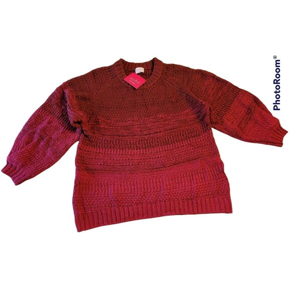 Isabel Maternity Red Ombre Sweater Size Large Textured NWT JH758 - Picture 1 of 3